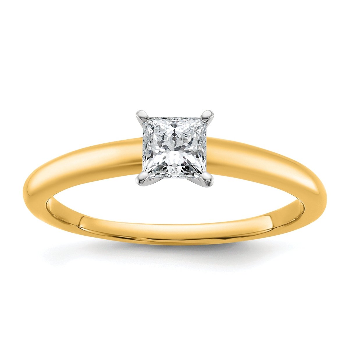10ktt 1/2ct Lab Grown Diamond VS+ F+ Princess Comp Solitaire Eng Ring - authentic supplier studio photograph