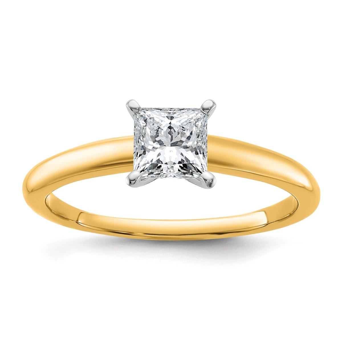10ktt 3/4ct Lab Grown Diamond VS+ F+ Princess Comp Solitaire Eng Ring - authentic supplier studio photograph