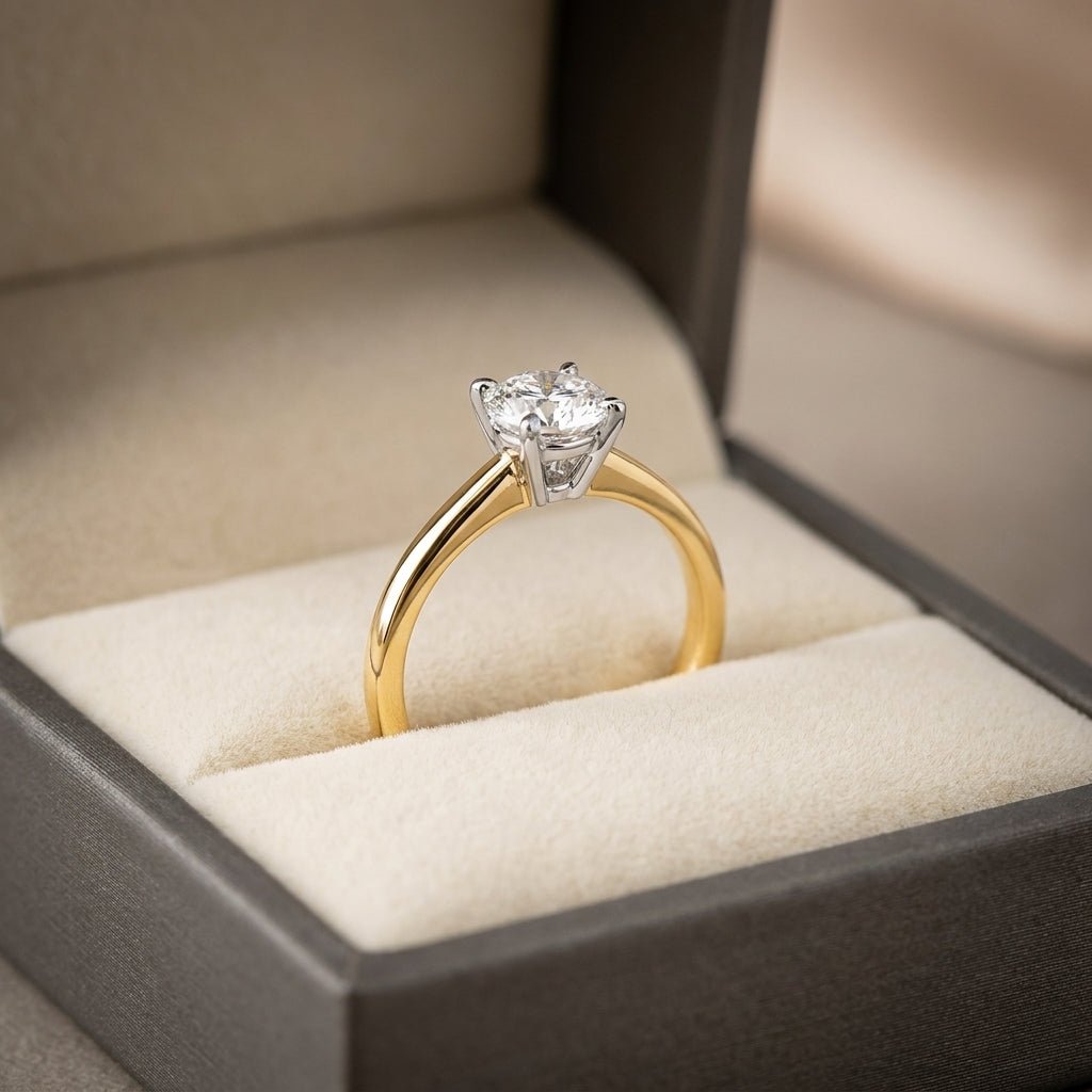 SOL-075R-0LD Round solitaire engagement ring ring-in-box
