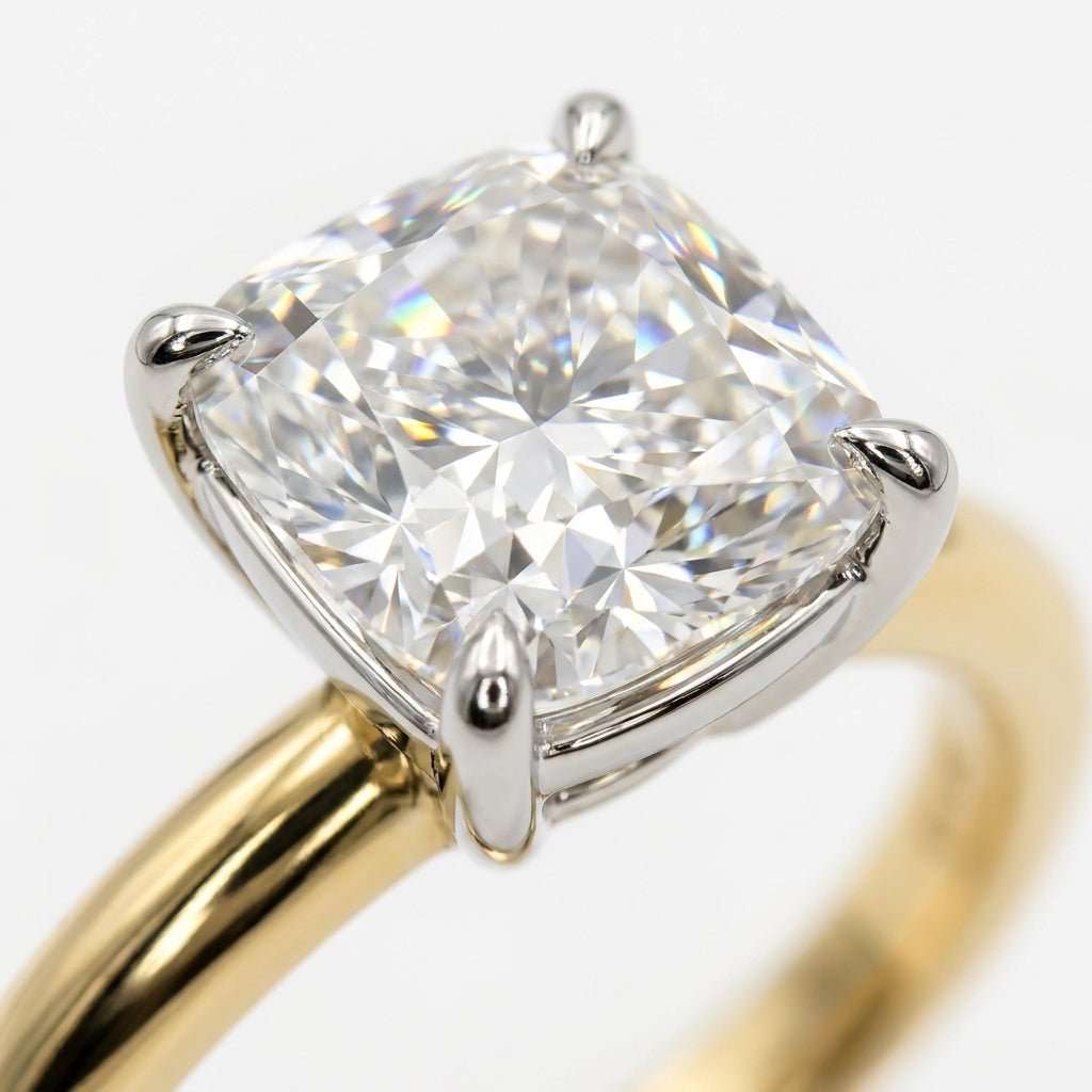 RM12842-150C-LD Cushion solitaire engagement ring macro-sparkle