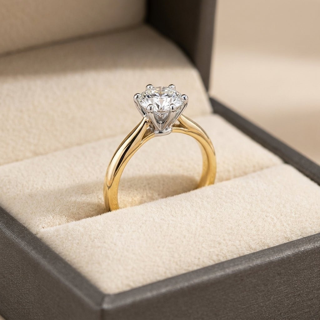 RM12843-150C-LD Round 8-prong solitaire engagement ring ring-in-box