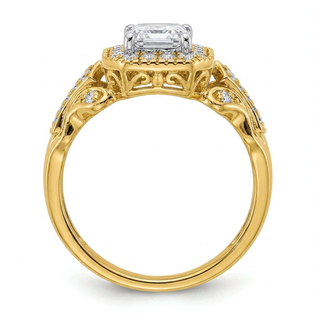 RM12981-150-LD Emerald halo engagement ring side-profile