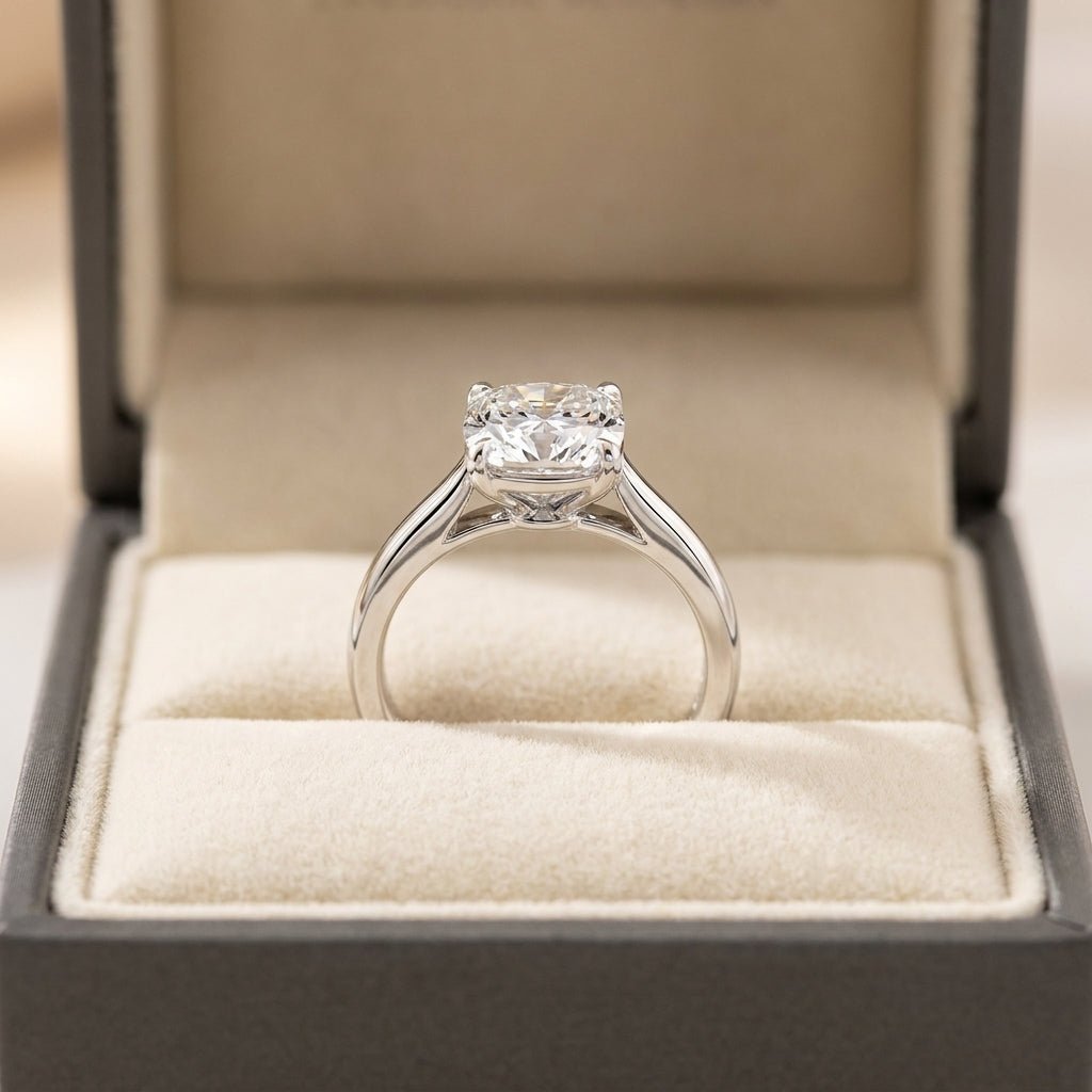 RM12844-100C-WLD Cushion solitaire engagement ring ring-in-box