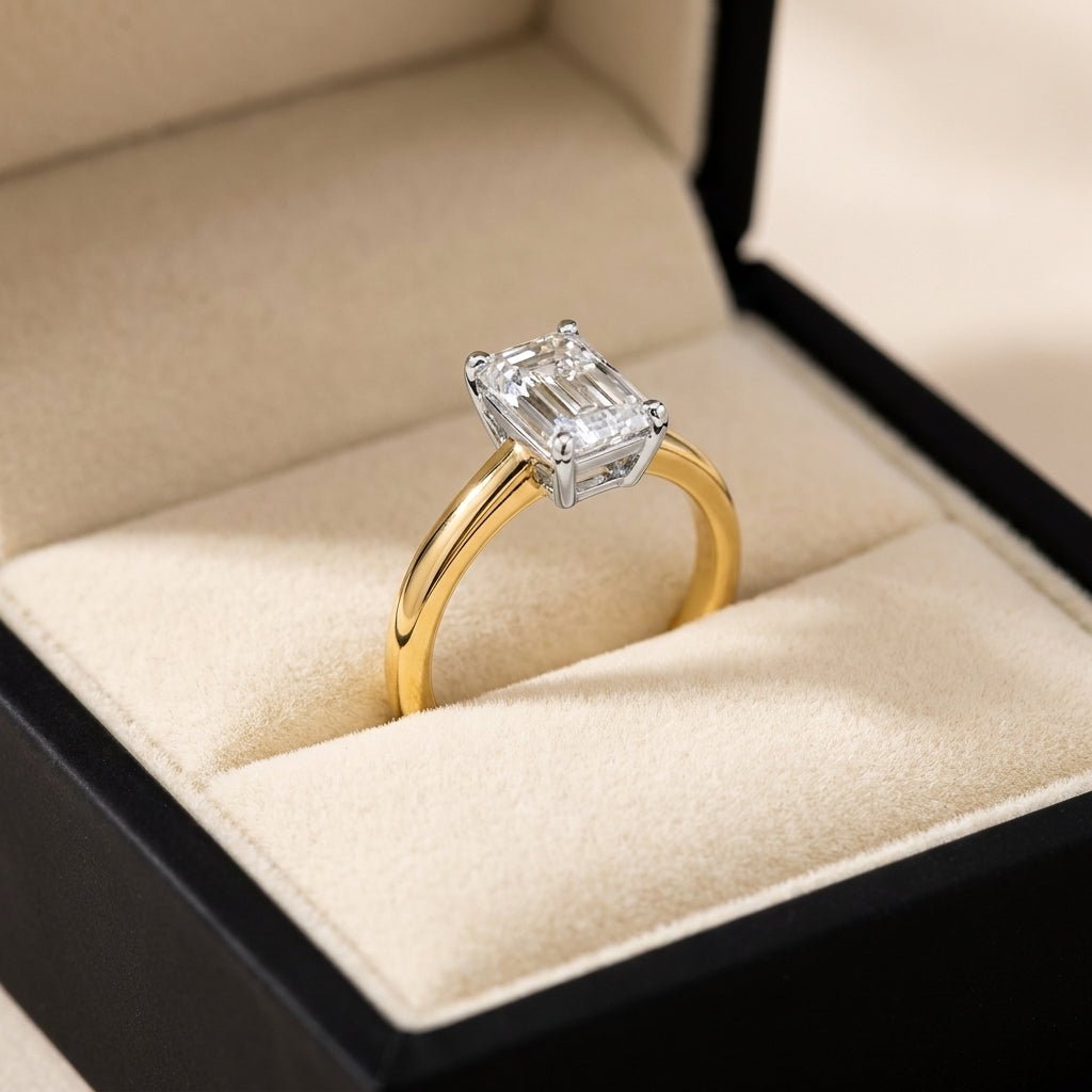 SOL-100EM-0LD Emerald solitaire engagement ring ring-in-box