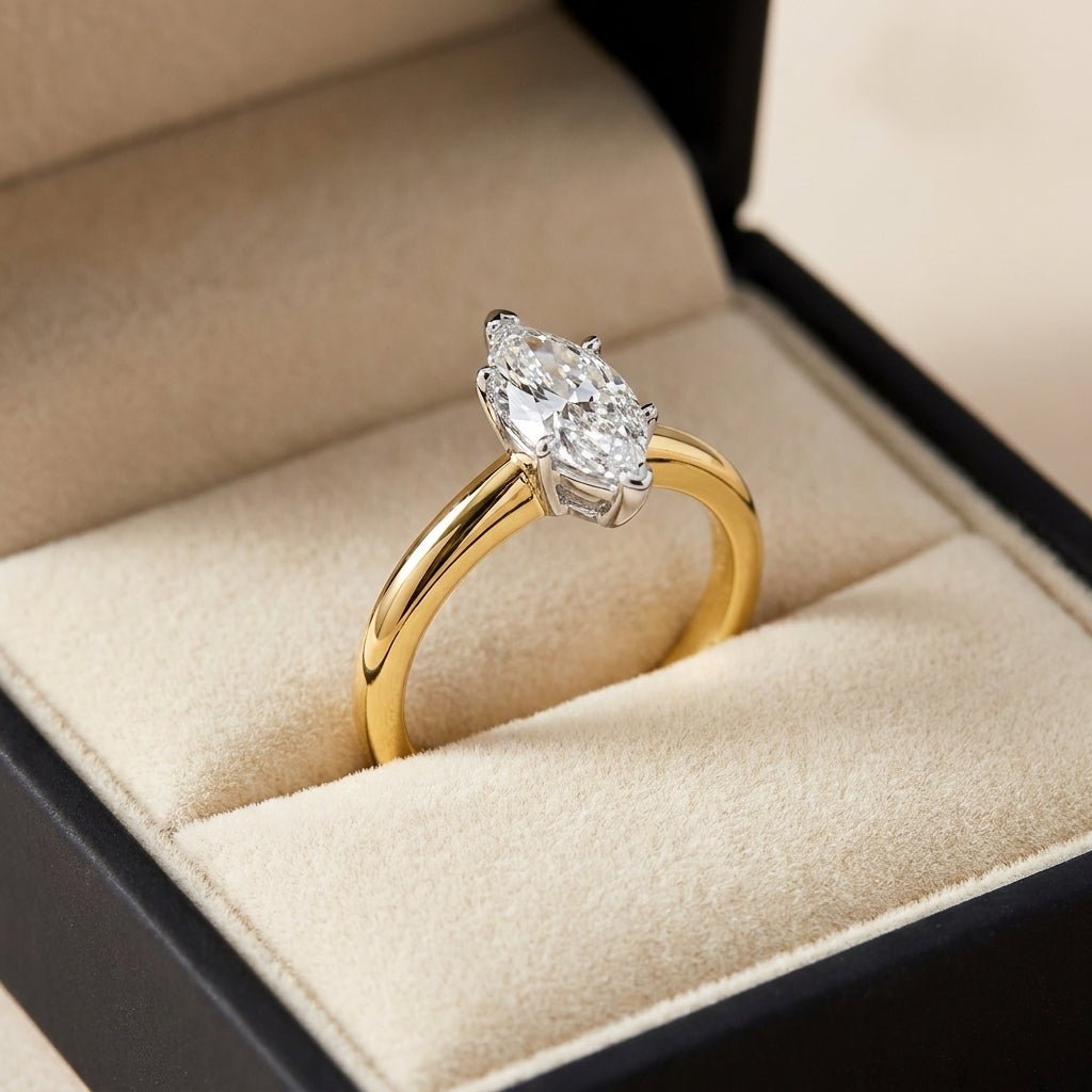 SOL-100MQ-0LD Marquise solitaire engagement ring ring-in-box