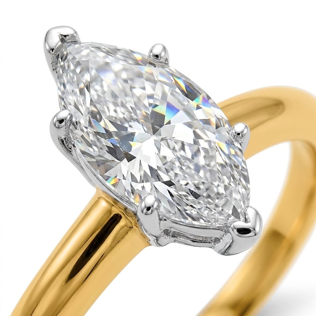 SOL-100MQ-0LD Marquise solitaire engagement ring macro-sparkle