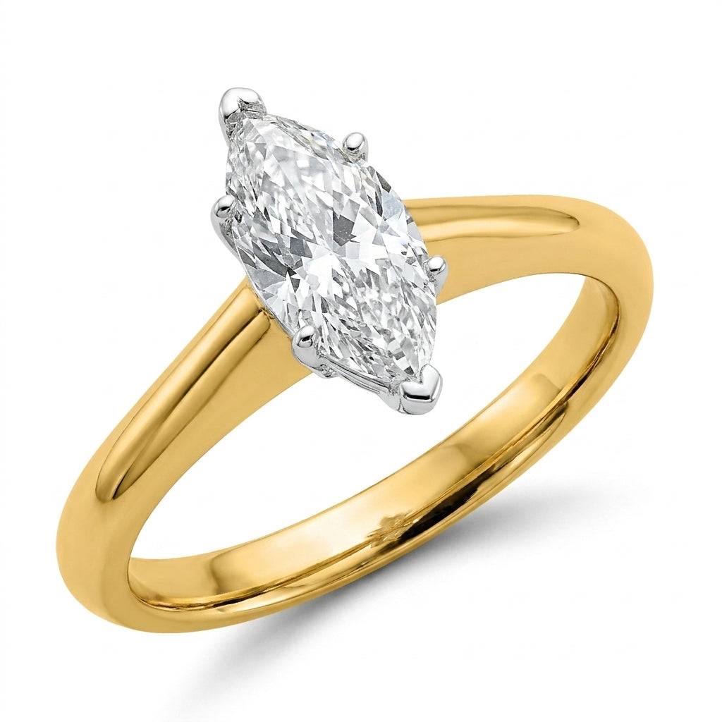 1 carat marquise lab grown diamond engagement ring - hero beauty