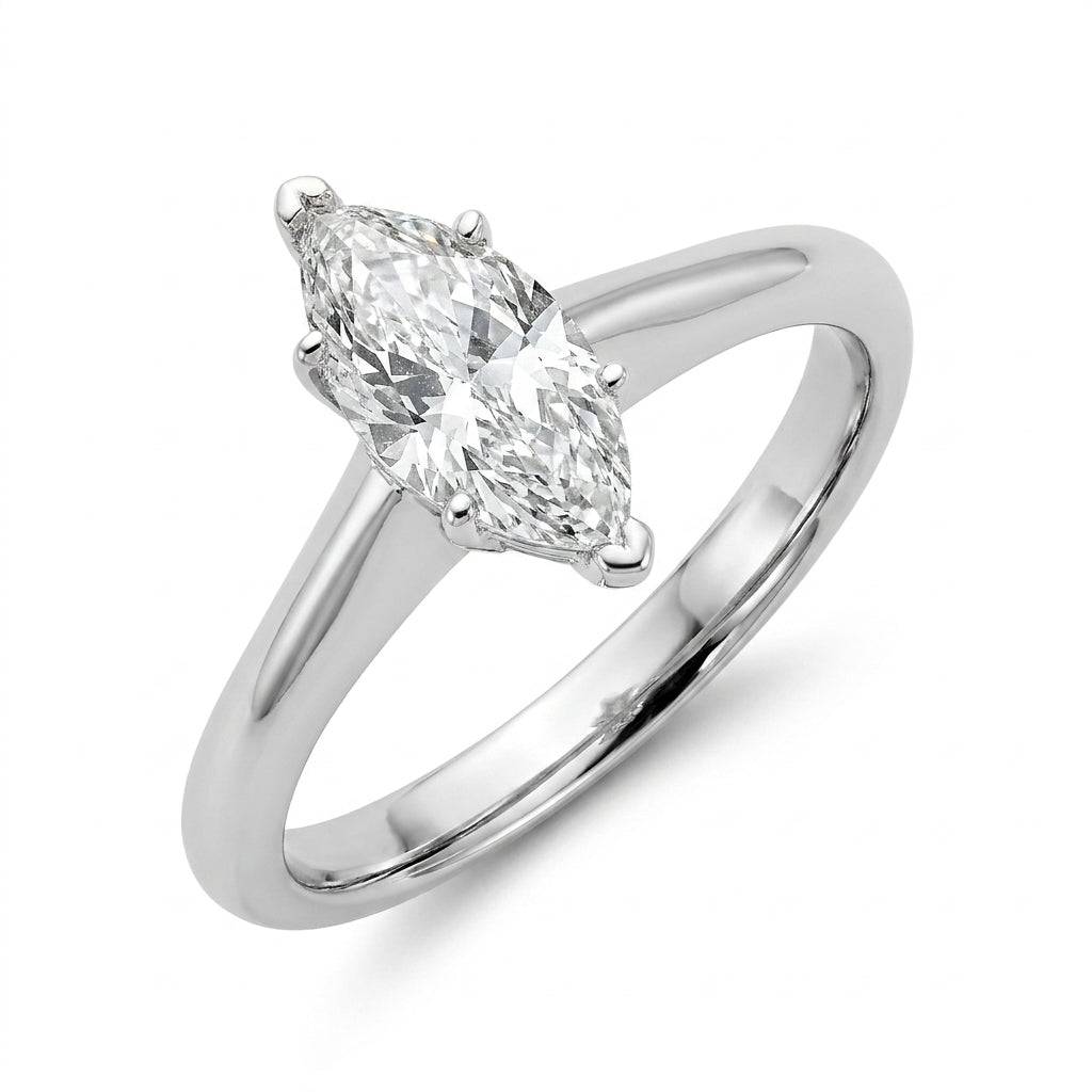 1 carat marquise lab grown diamond engagement ring - hero beauty