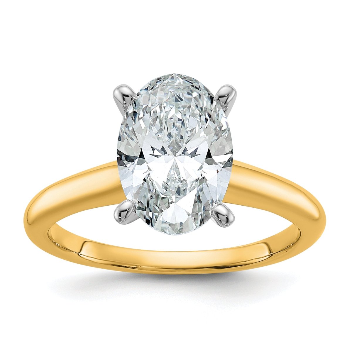 10ktt 2 1/2ct Lab Grown Diamond VS+ F+ Oval Comp Solitaire Eng Ring - authentic supplier studio photograph