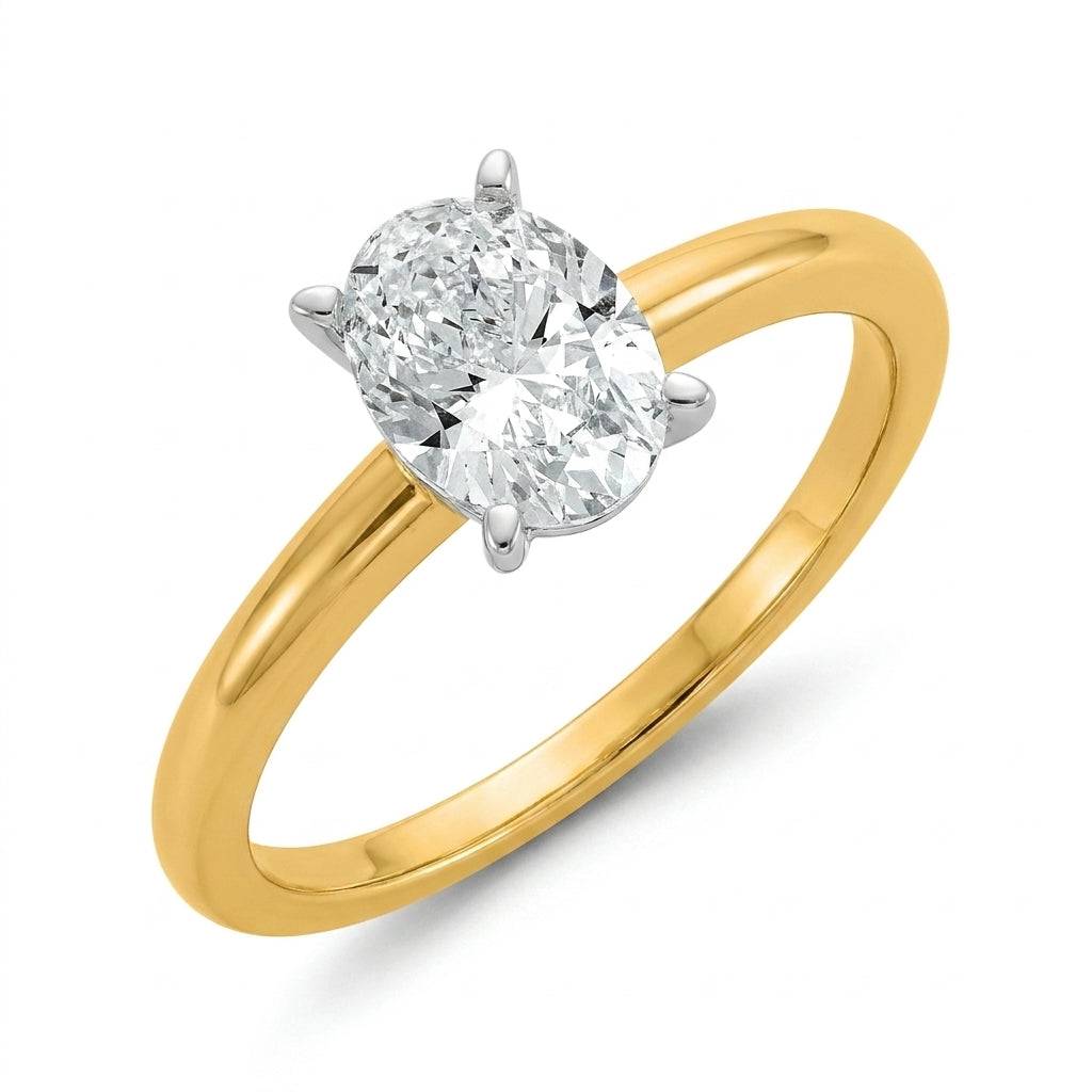 1 carat oval lab grown diamond engagement ring - hero beauty