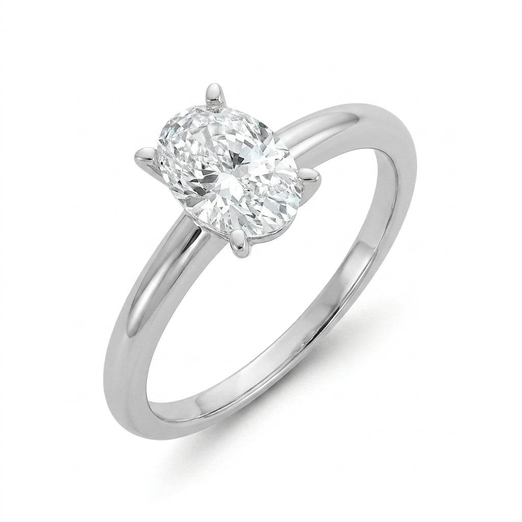 1 carat oval lab grown diamond engagement ring - hero beauty