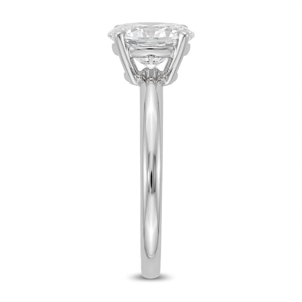 1 carat oval lab grown diamond engagement ring - side profile