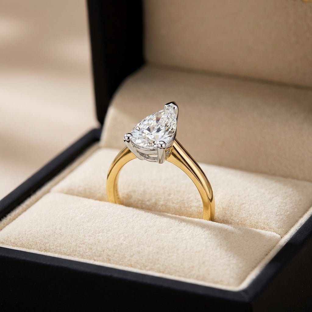 SOL-200PE-0LD Pear solitaire engagement ring ring-in-box