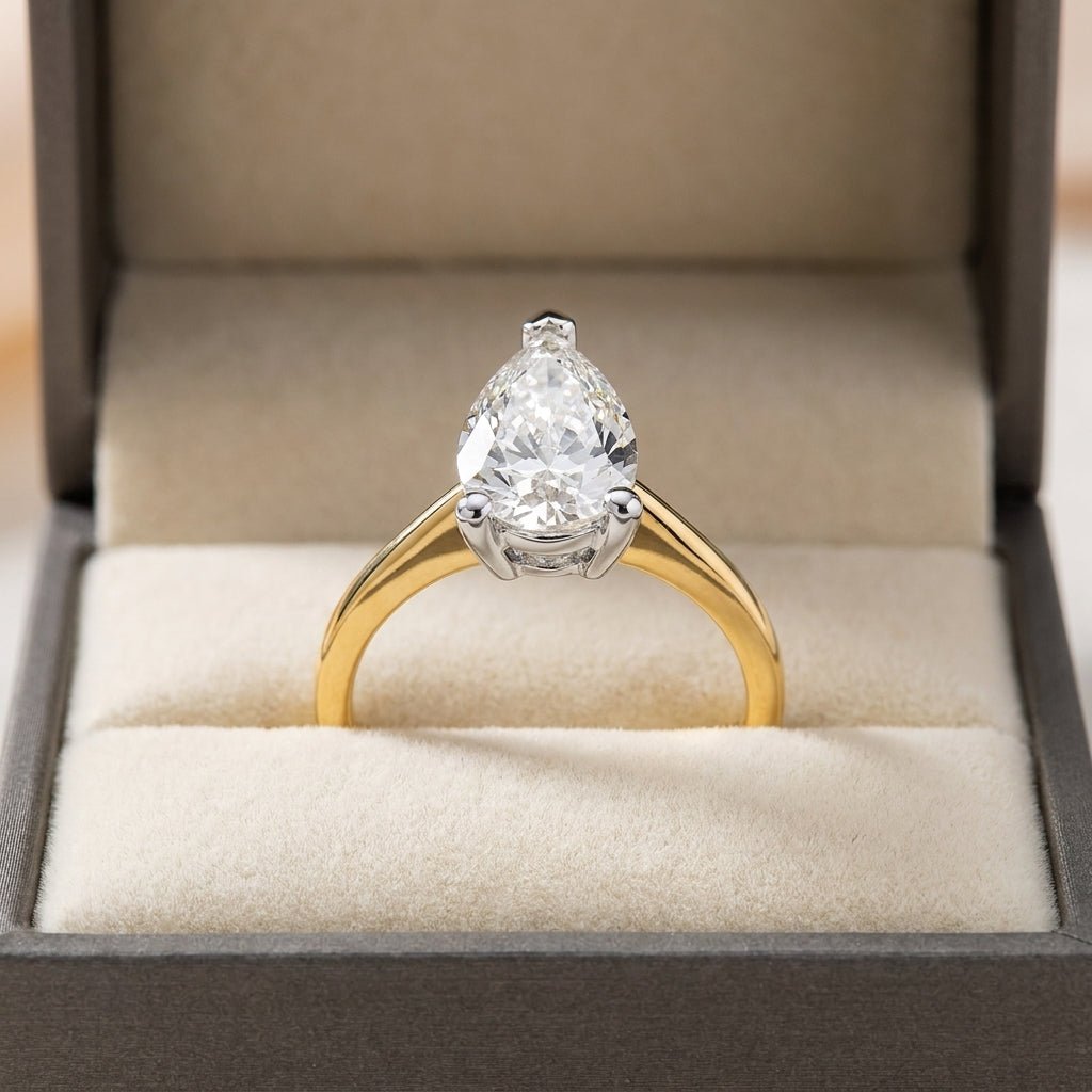 SOL-250PE-0LD Pear solitaire engagement ring ring-in-box