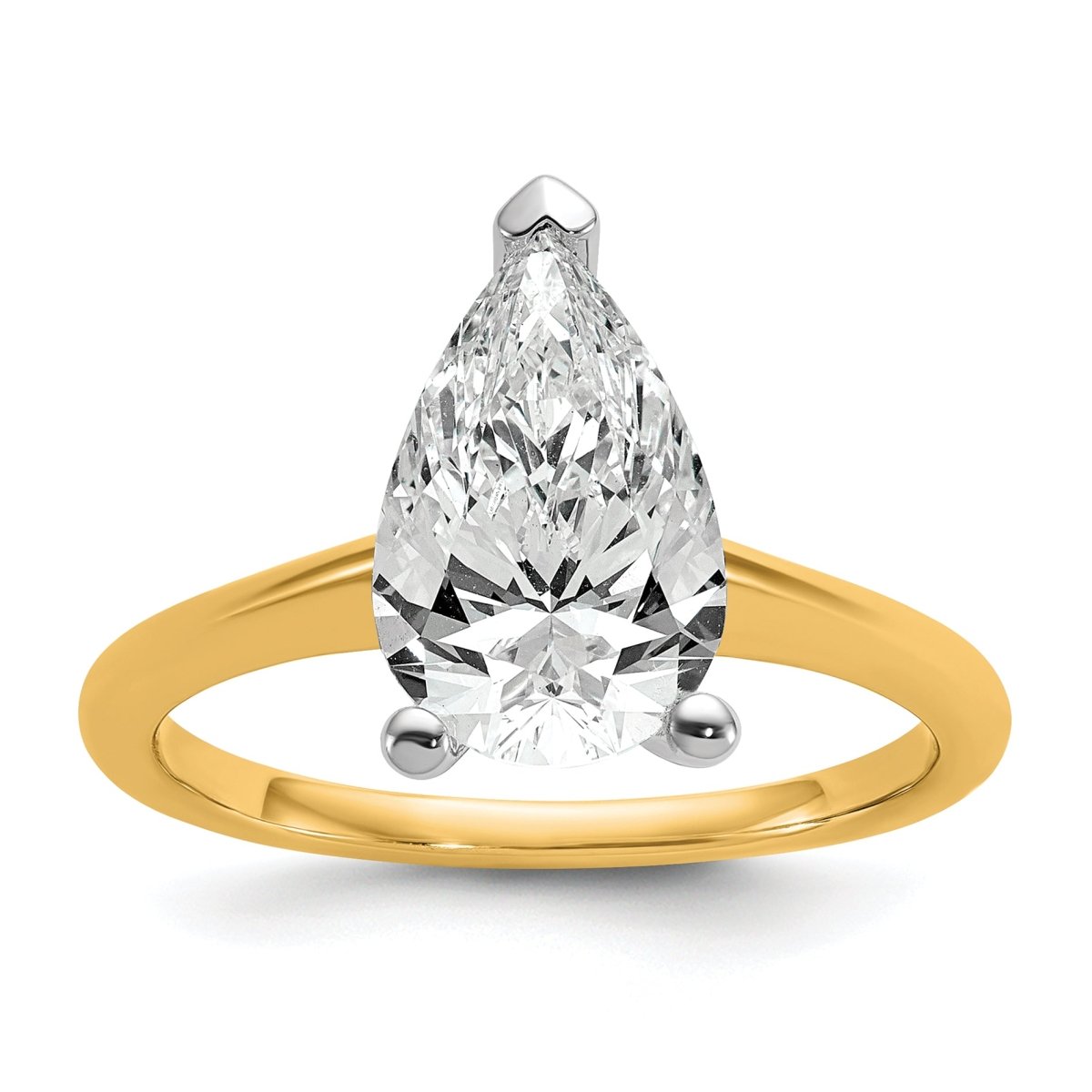10ktt 2 1/2ct Lab Grown Diamond VS+ F+ Pear Solitaire Comp Eng Ring - authentic supplier studio photograph