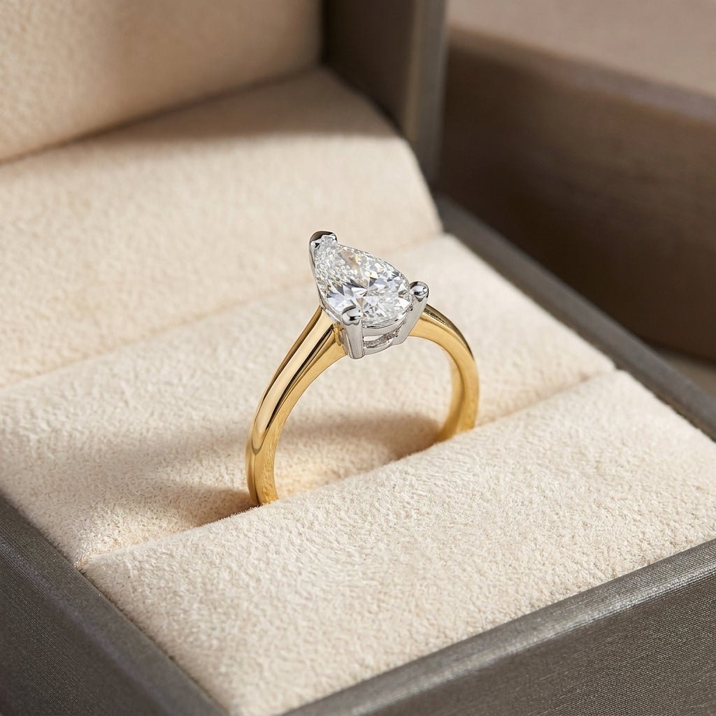 SOL-150PE-0LD Pear solitaire engagement ring ring-in-box