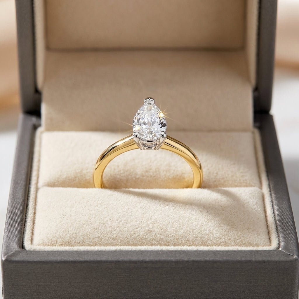 SOL-100PE-0LD Pear solitaire engagement ring ring-in-box