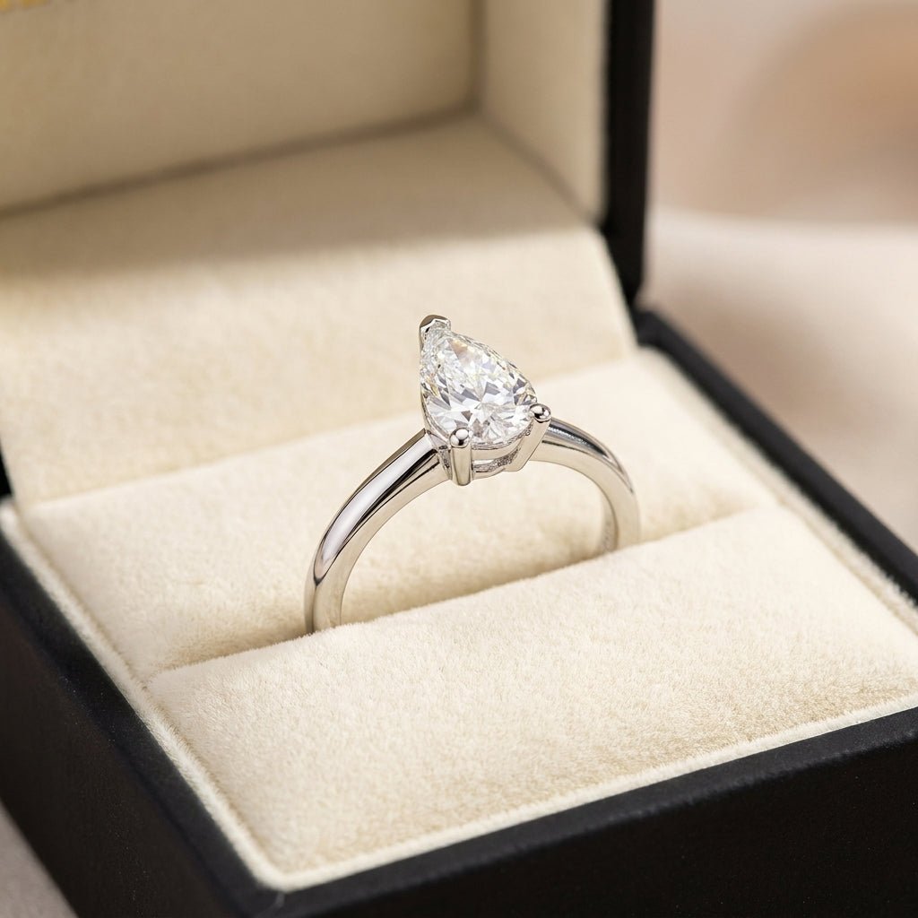 SOL-100PE-0WLD Pear solitaire engagement ring ring-in-box