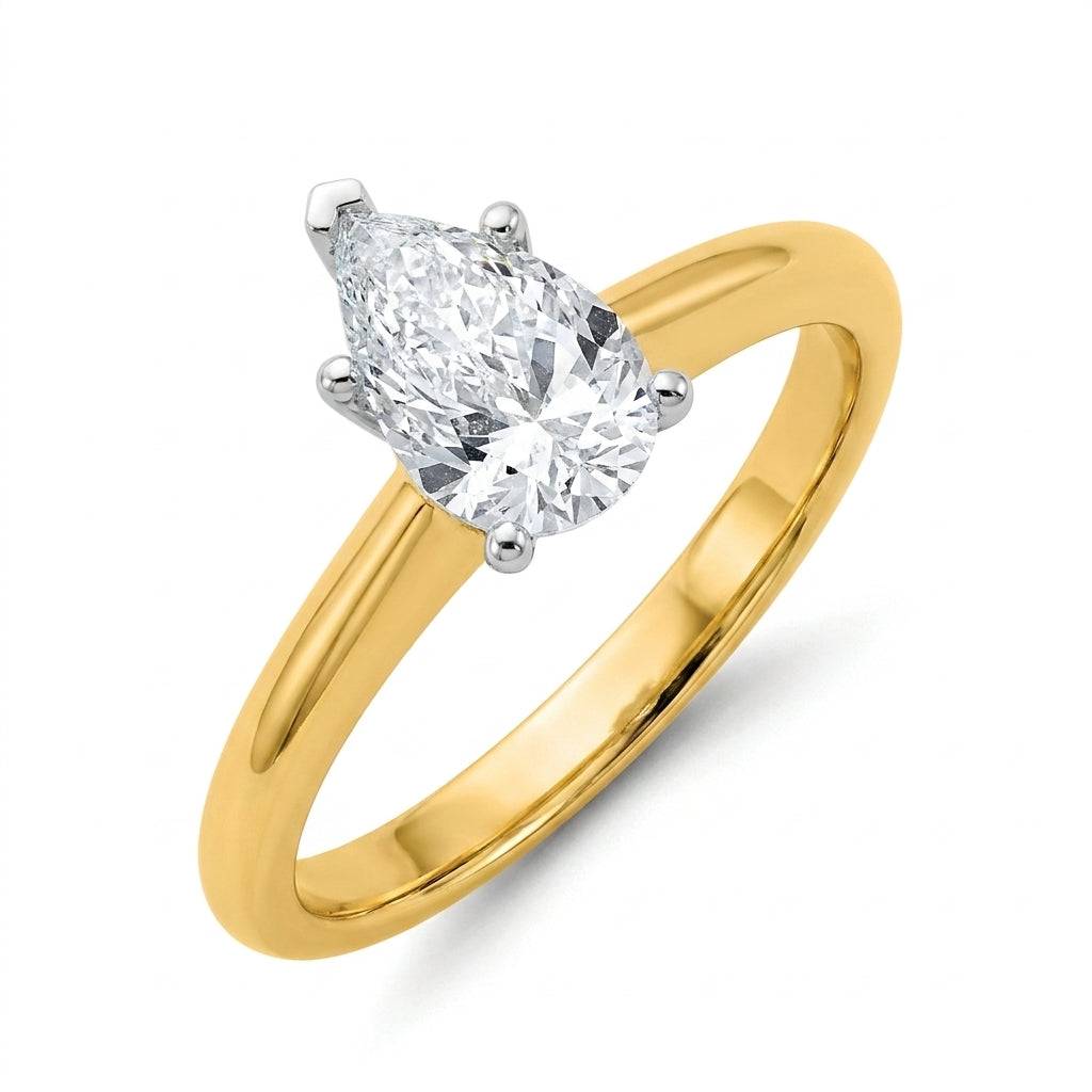 1 carat pear lab grown diamond engagement ring - hero beauty