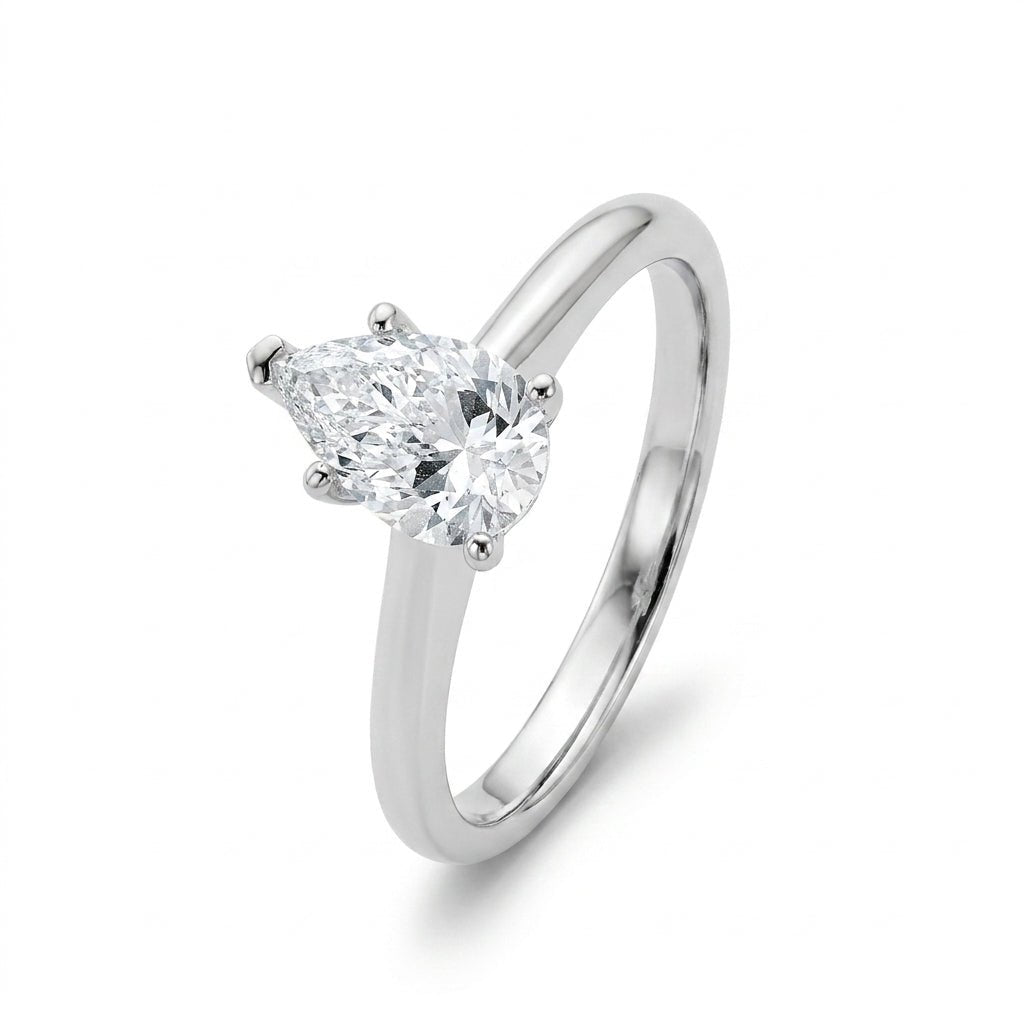 1 carat pear lab grown diamond engagement ring - hero beauty