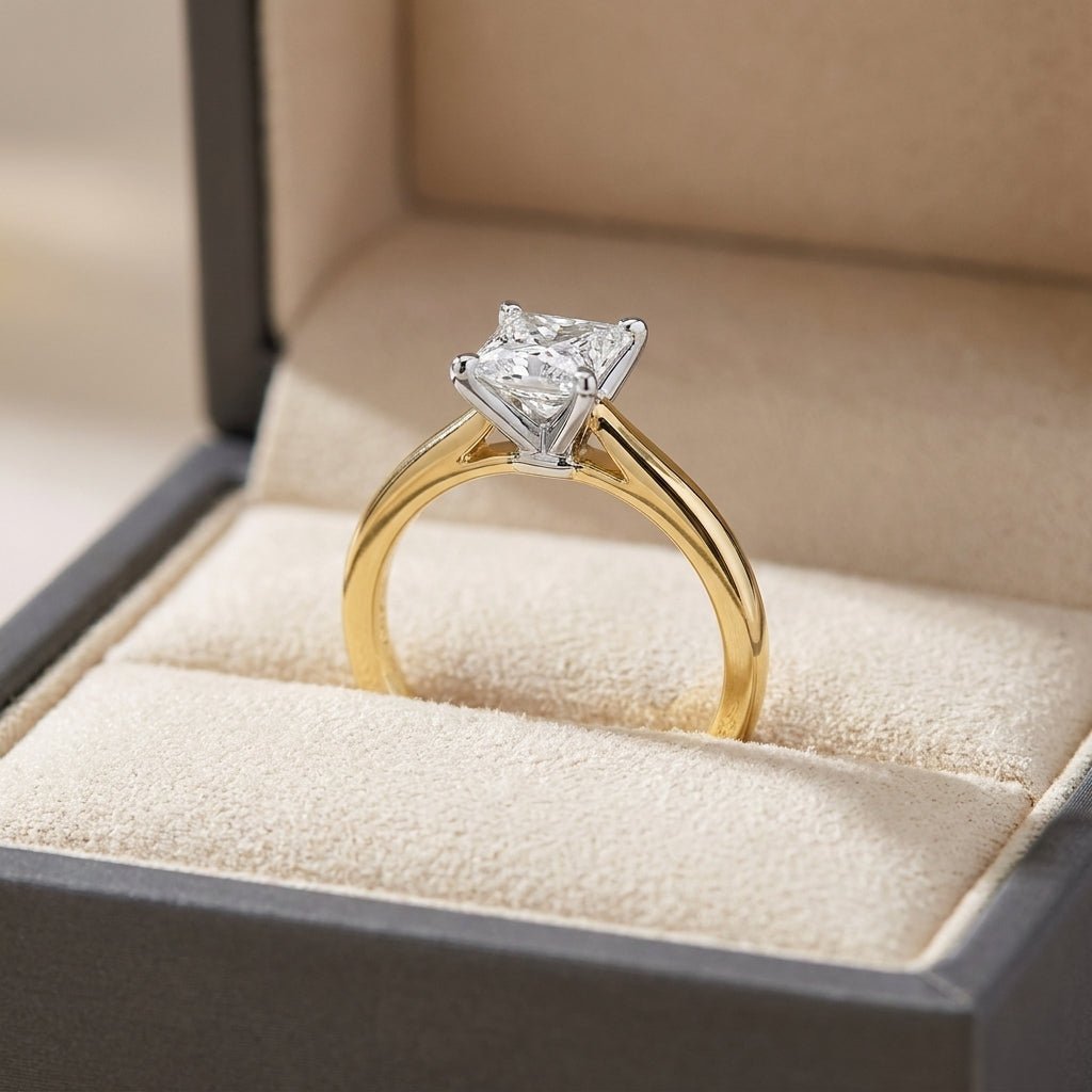 SOL-150P-0LD Princess solitaire engagement ring ring-in-box
