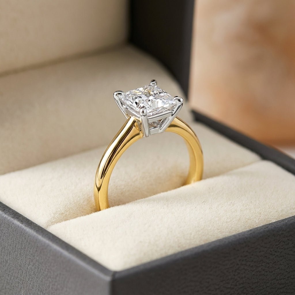 SOL-100P-0LD Princess solitaire engagement ring ring-in-box
