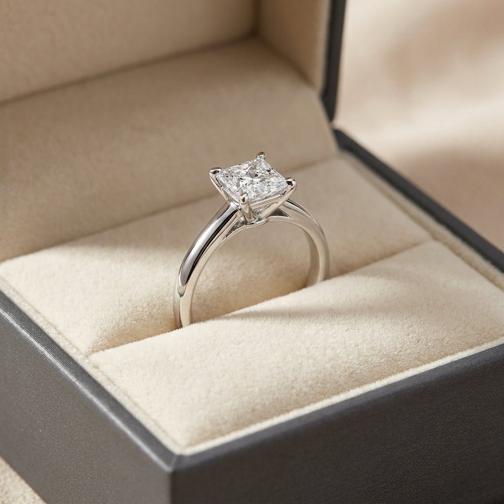 SOL-075P-0WLD Princess solitaire engagement ring ring-in-box