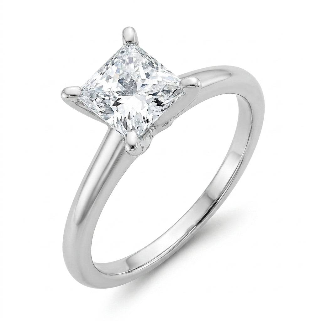 1 carat princess lab grown diamond engagement ring - hero beauty
