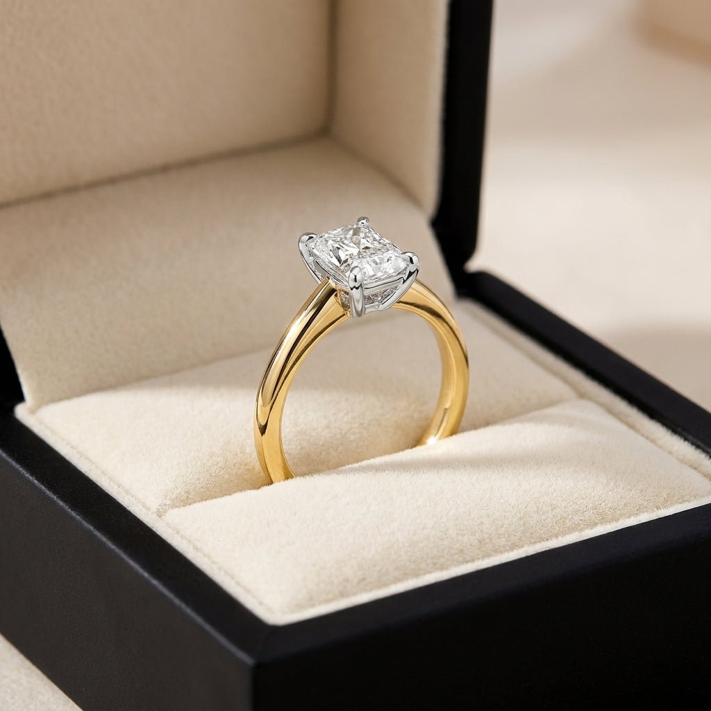SOL-100RA-0LD Radiant solitaire engagement ring ring-in-box