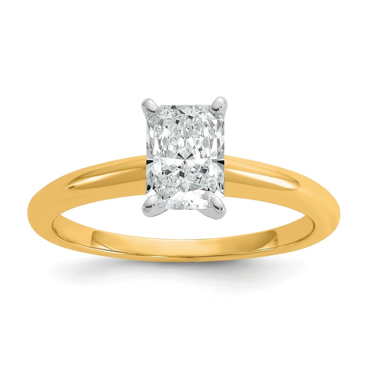 10ktt 1ct Lab Grown Diamond VS+ F+ Radiant Solitaire Comp Eng Ring - authentic supplier studio photograph