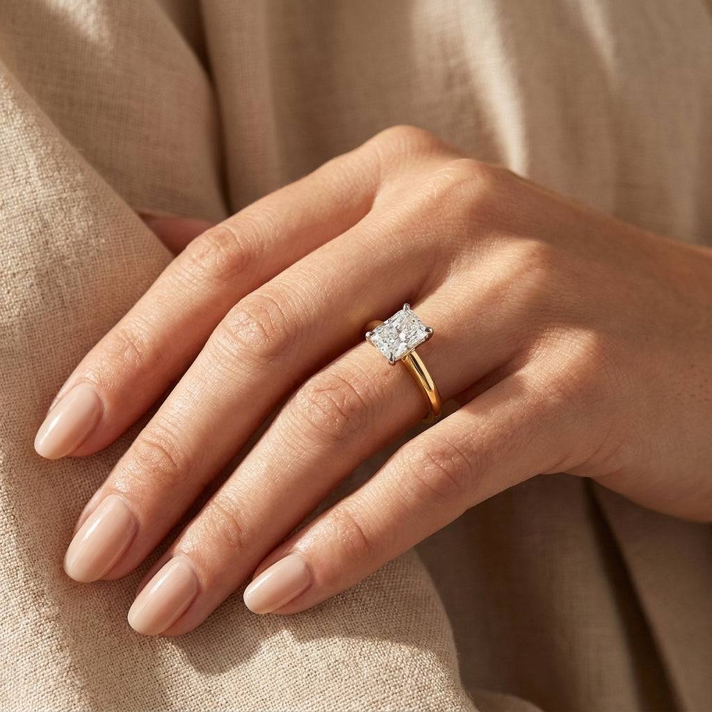 1 carat radiant lab grown diamond engagement ring - hand model