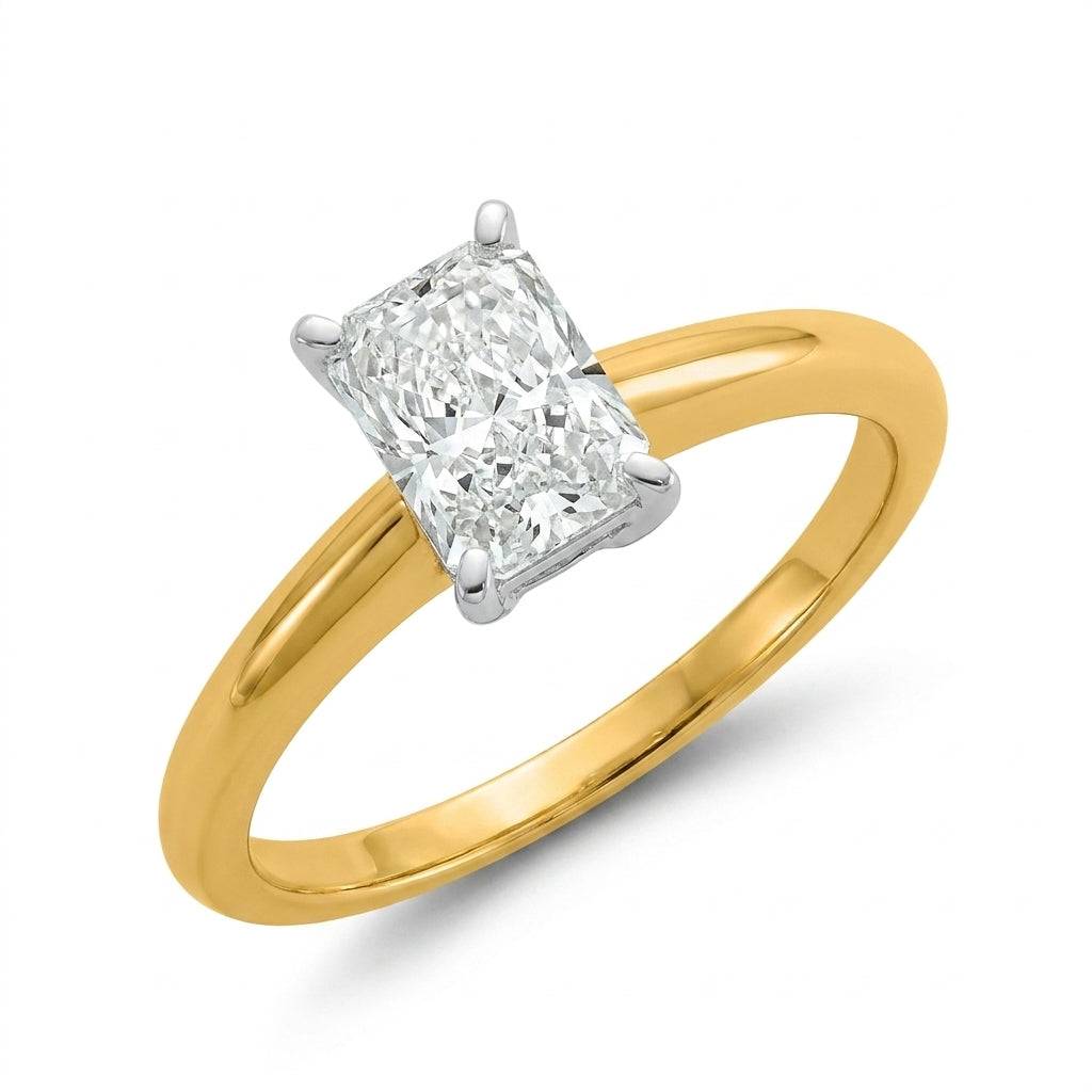 1 carat radiant lab grown diamond engagement ring - hero beauty