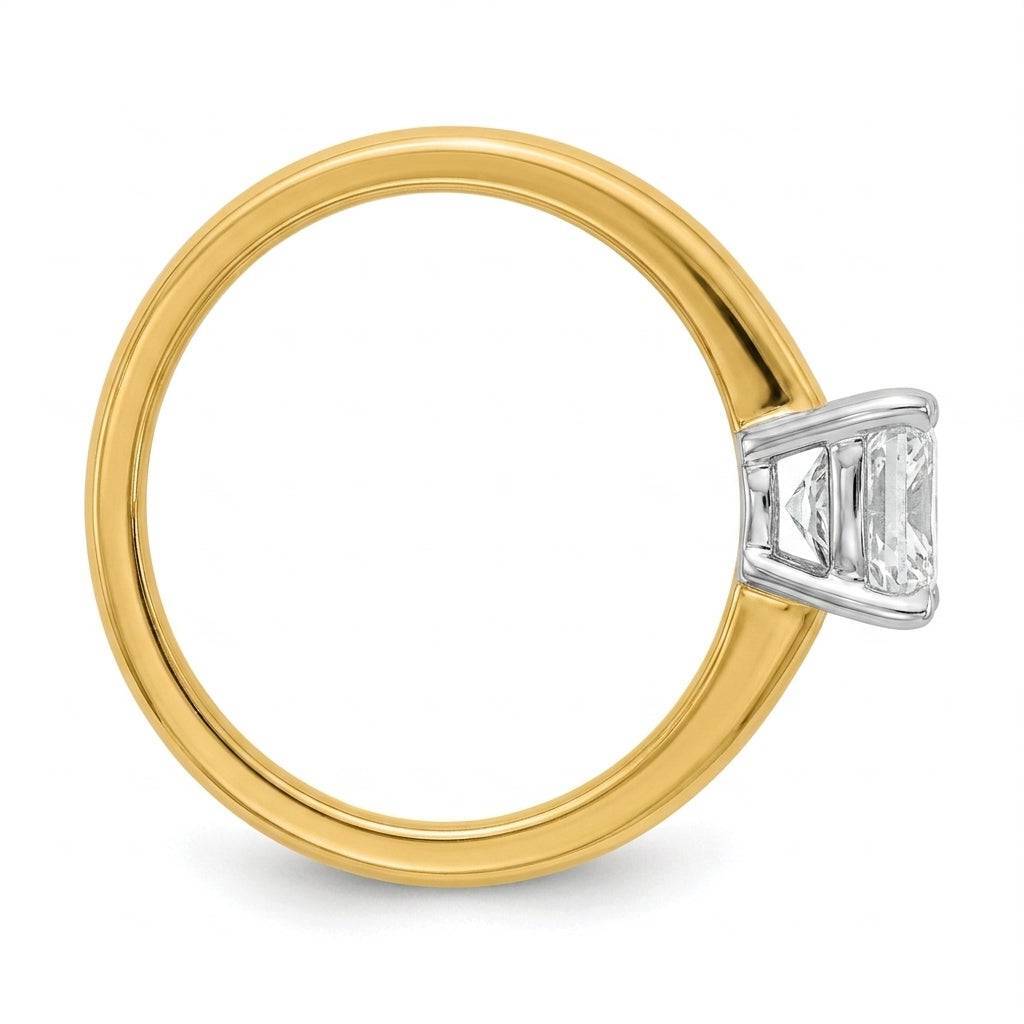 1 carat radiant lab grown diamond engagement ring - side profile