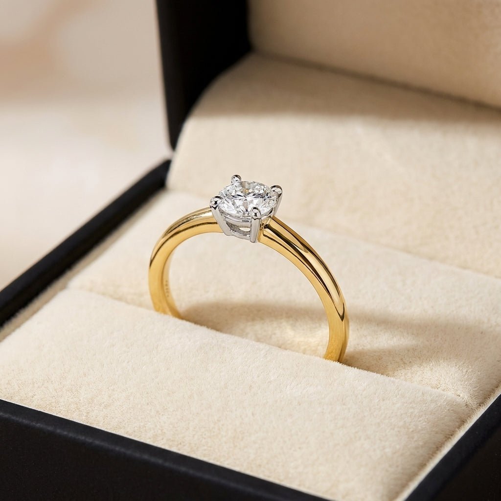 SOL-050R-0LD Round solitaire engagement ring ring-in-box