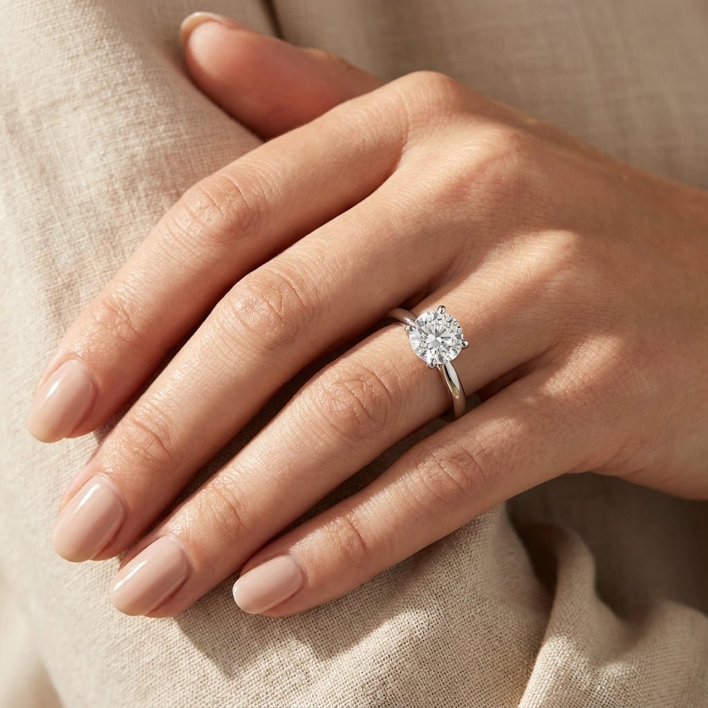 SOL-250R-0WLD Round solitaire engagement ring hand-model