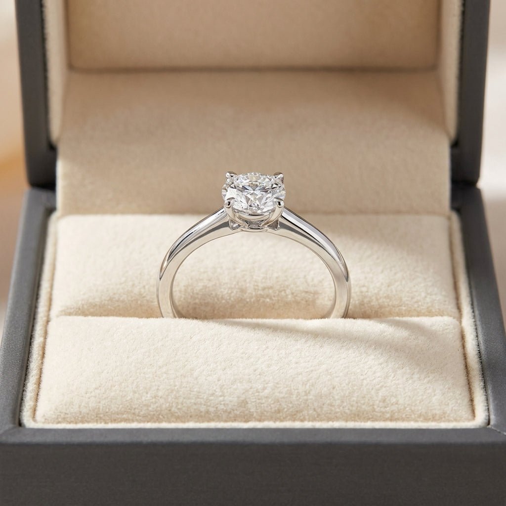 SOL-075R-0WLD Round solitaire engagement ring ring-in-box