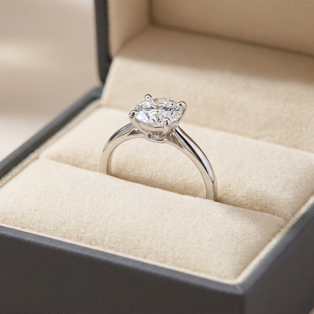 SOL-200R-0WLD Round solitaire engagement ring ring-in-box