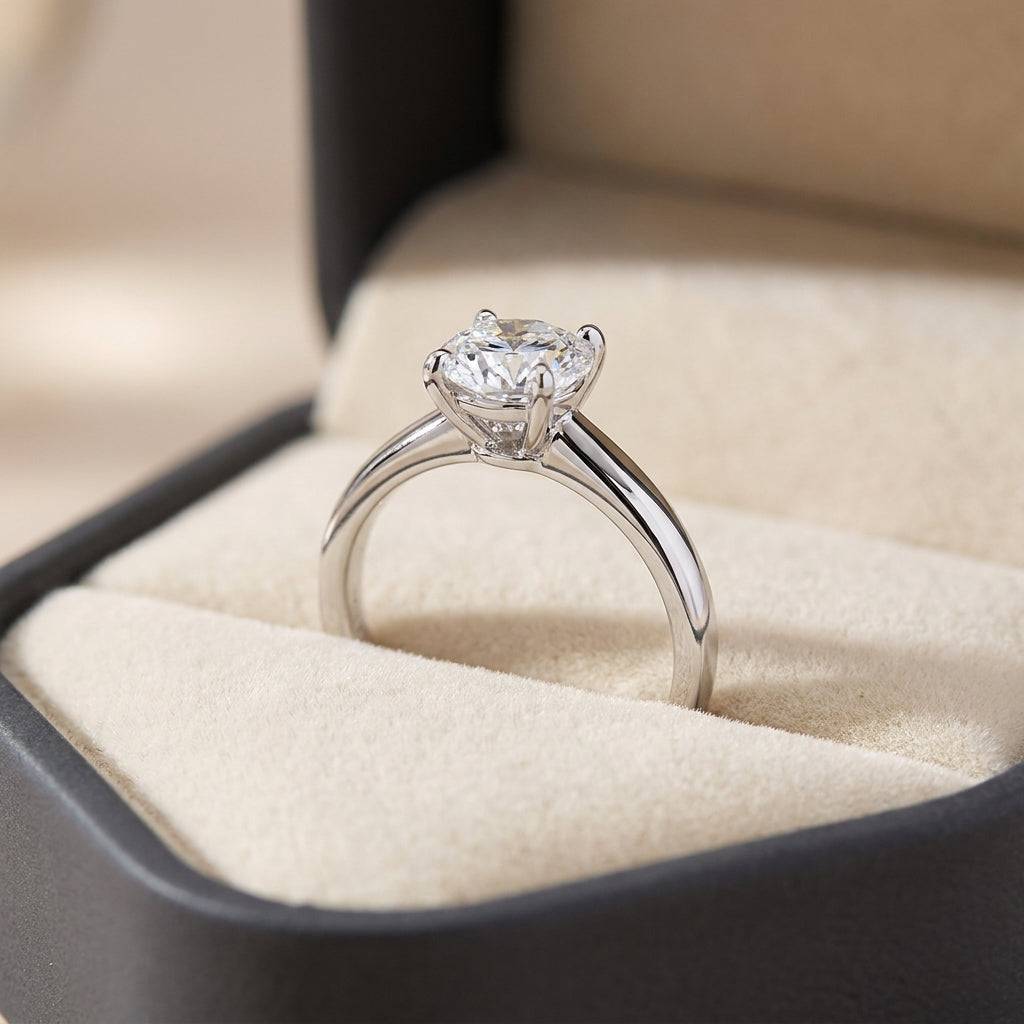 SOL-150R-0WLD Round solitaire engagement ring ring-in-box