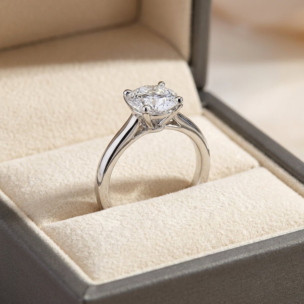 SOL-300R-0WLD Round solitaire engagement ring ring-in-box