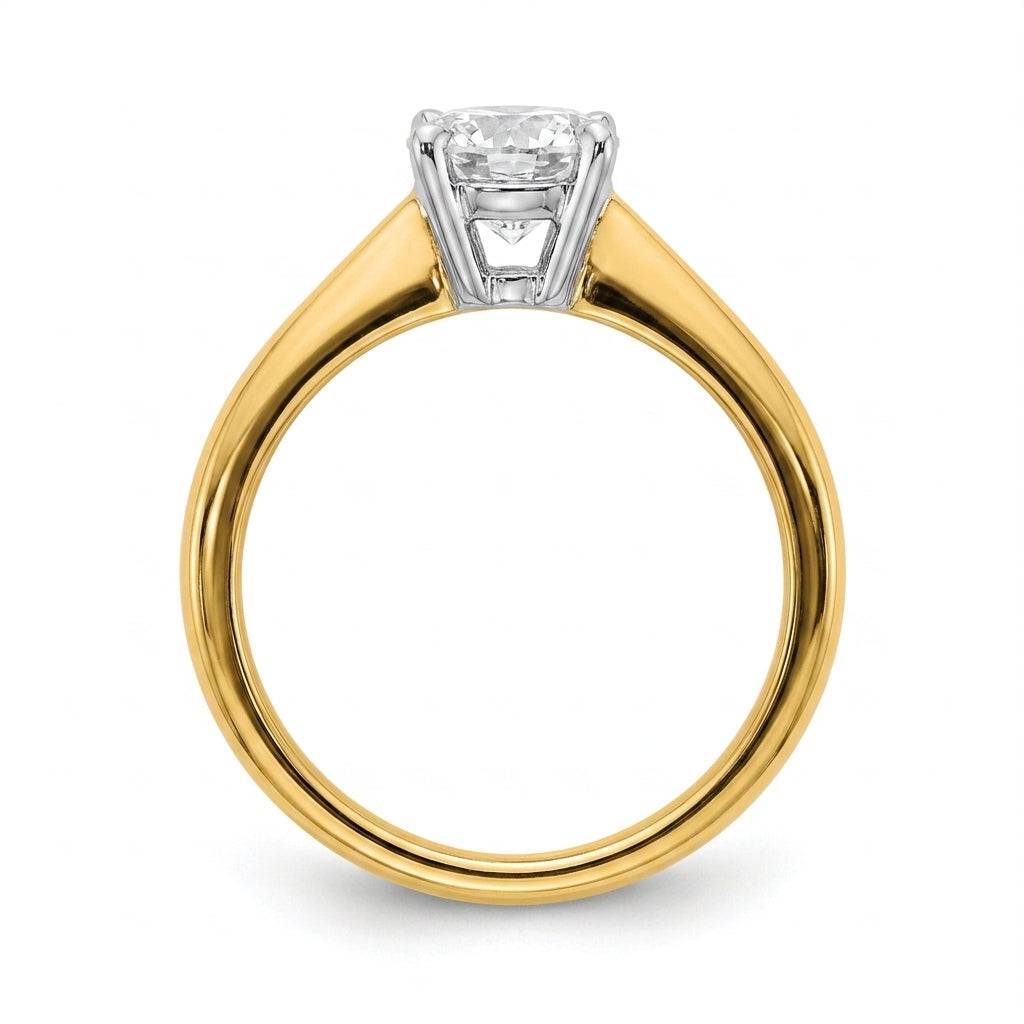 1 carat round lab grown diamond engagement ring - side profile