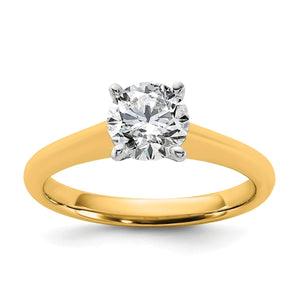 14k Two-tone 1 carat Certified Lab Grown Diamond VS+ F+ Round 8X Complete Solitaire Ring - authentic supplier studio photograph