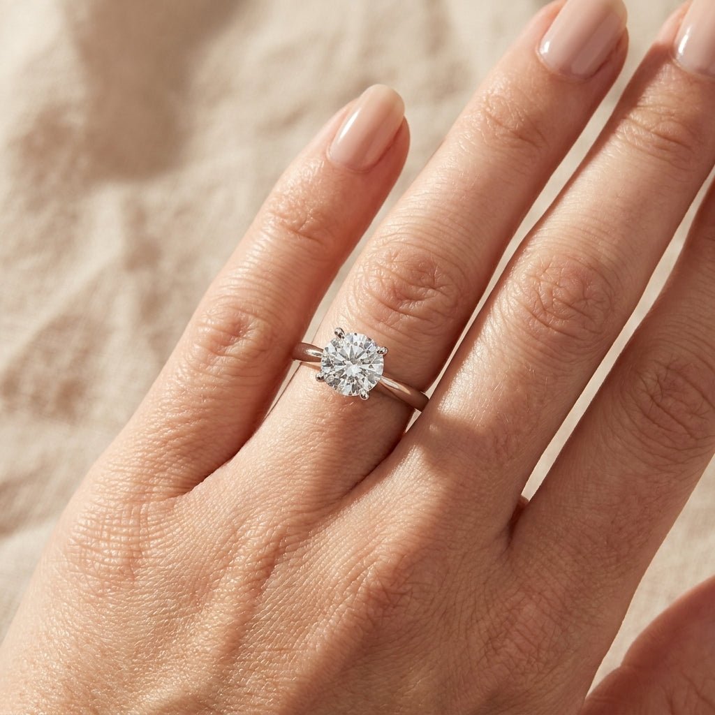 RM12596C-WLD Round solitaire engagement ring hand-model
