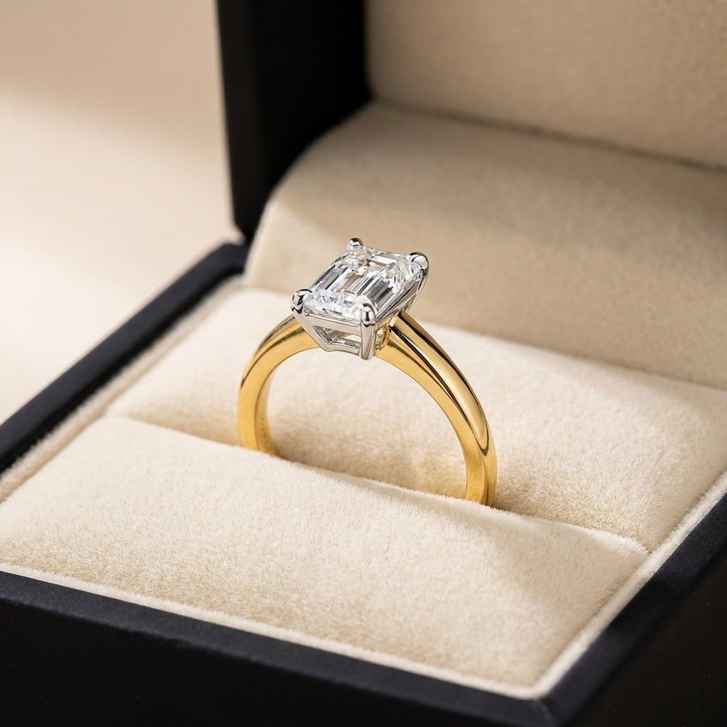 SOL-150EM-0LD Emerald solitaire engagement ring ring-in-box