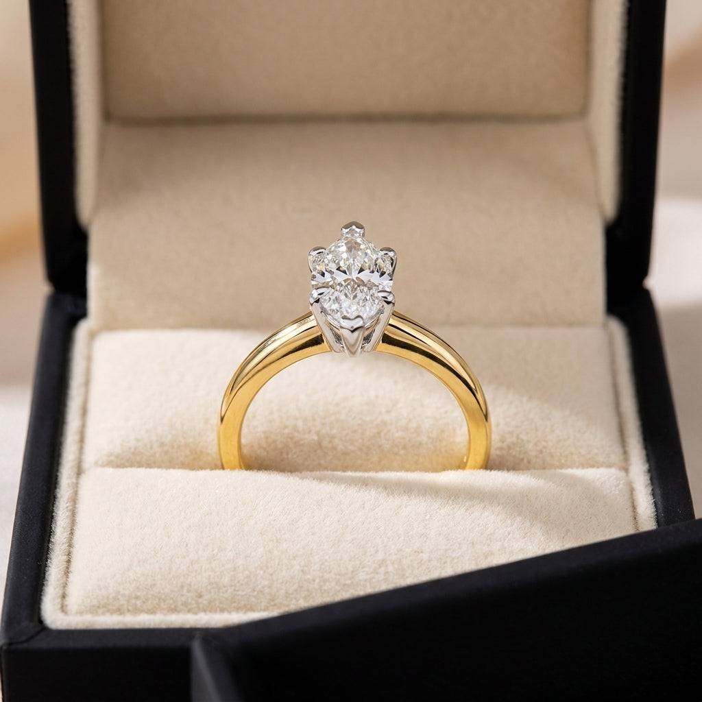 SOL-150MQ-0LD Marquise solitaire engagement ring ring-in-box