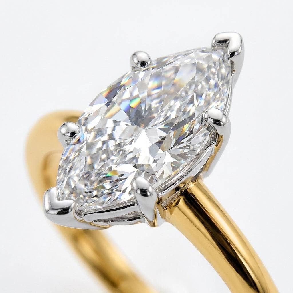 SOL-150MQ-0LD Marquise solitaire engagement ring macro-sparkle