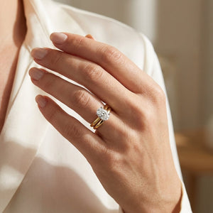 1.5 carat oval lab grown diamond engagement ring - bridal stack