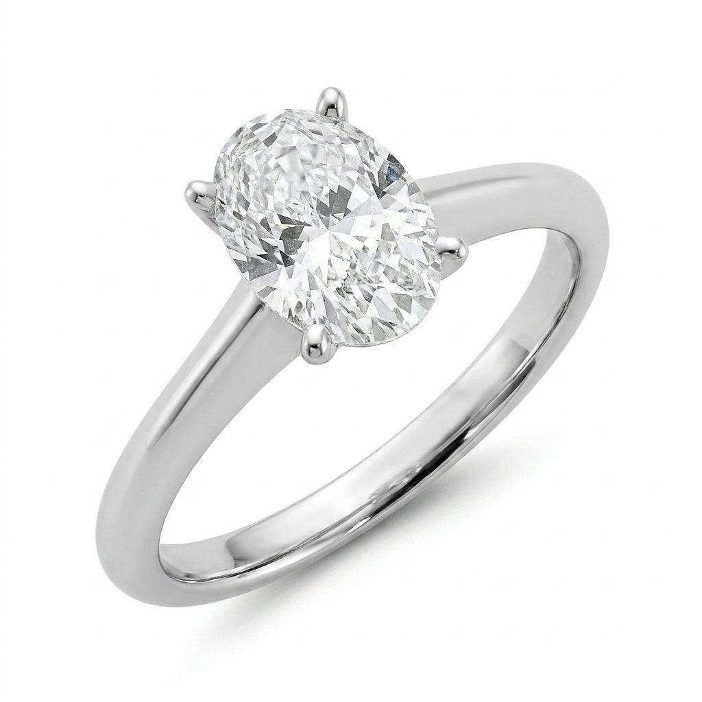 1.5 carat oval lab grown diamond engagement ring - hero beauty
