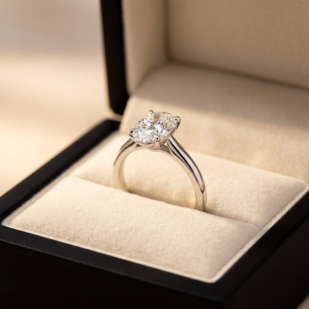 RM12600C-WLD oval engagement ring in presentation box