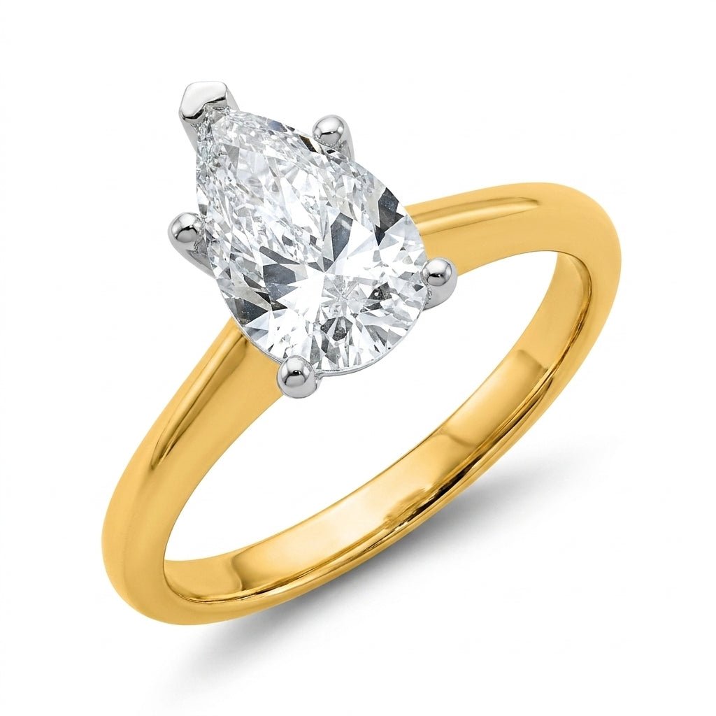 1.5 carat pear lab grown diamond engagement ring - hero beauty