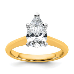 14k Two-tone 1 1/2 carat Certified Lab Grown Diamond VS+ F+ Pear 8X Complete Solitaire Ring - authentic supplier studio photograph